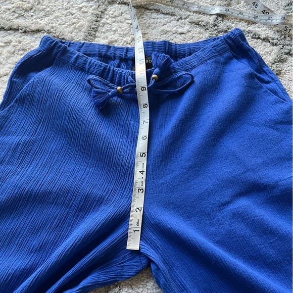 Talbots blue pull on casual beach pants cotton high rise wide leg XS - Picture 7 of 7